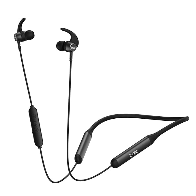 Image of boAt Rockerz 330 Pro neckband earphones showing design and color from Amazon listing
